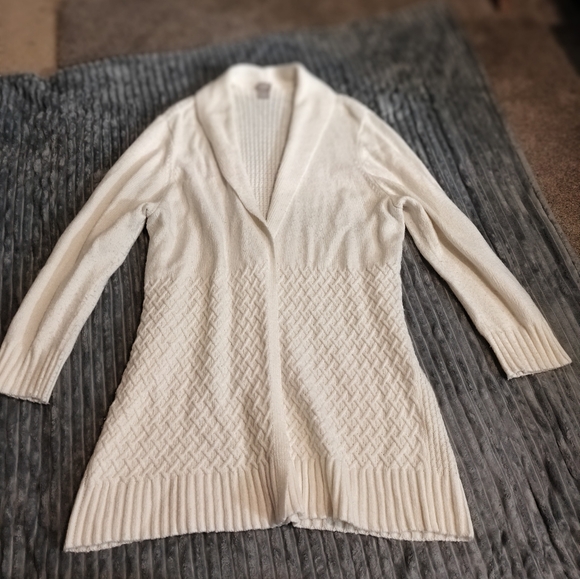 Chico's Cream Ivory Long Cardigan Sweater Duster Sz 4 (US 2XL) - Picture 2 of 9